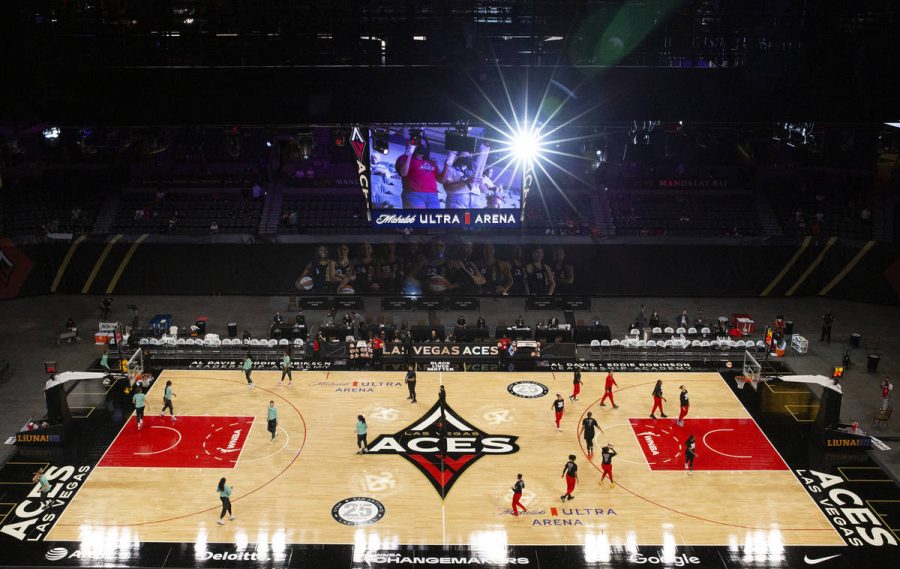 Las Vegas Aces home floor LAS vs CHI Dream 11 Michelob Ultra Arena