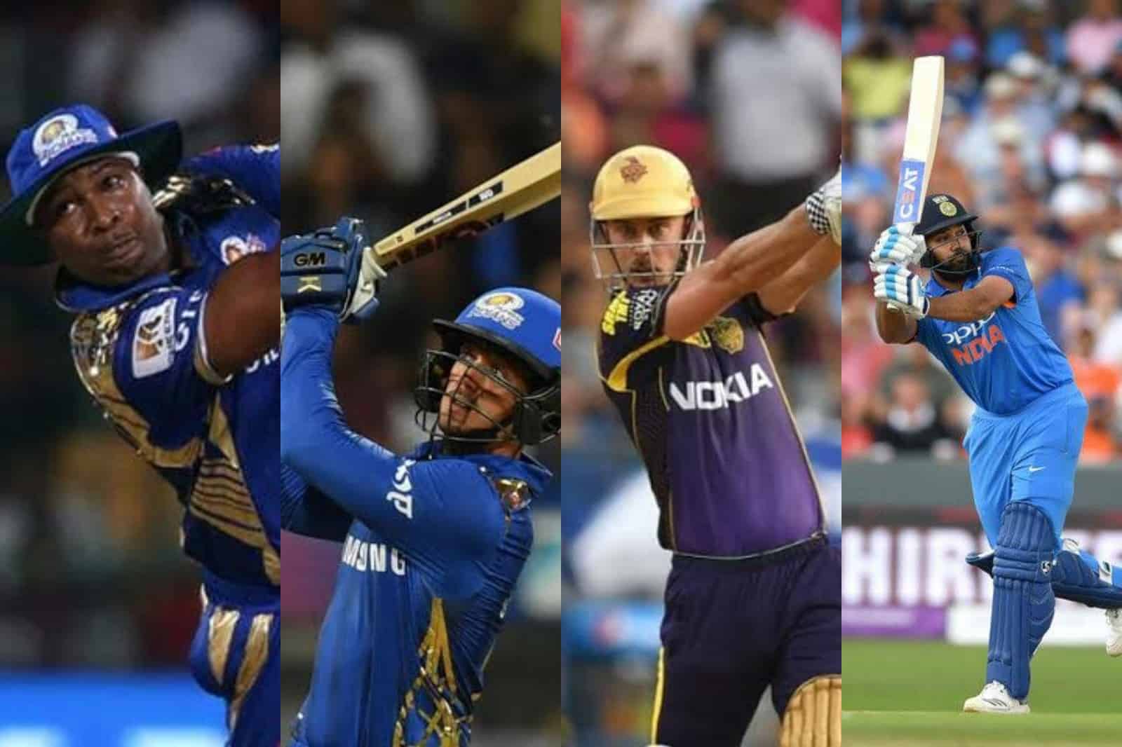 Rohit sharma six hitting pollard lynn de kock pandya