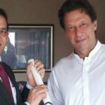 Imran Khan presented with a souvenir from Indian Cricket Team