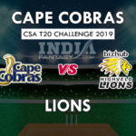 CC vs HL Dream11 Hindi Prediction, सीएसए टी20 चैंलेंज 2019, Team News,Playing 11