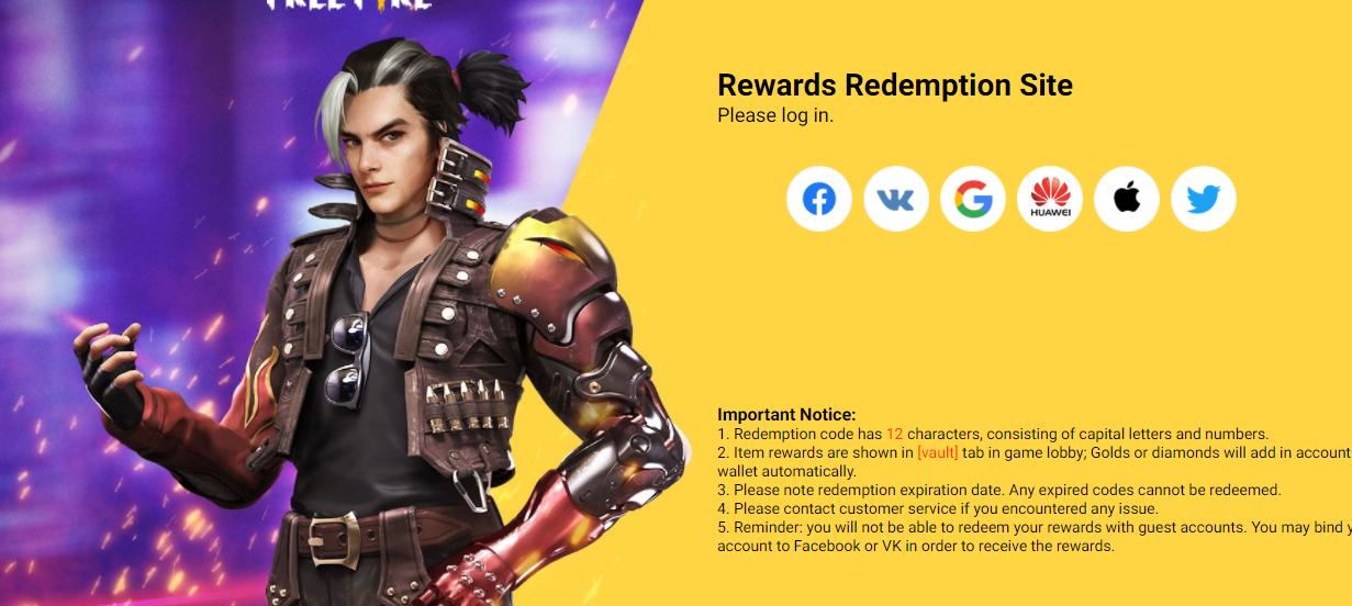 Free Fire Redeem Code Today 15 January 2022