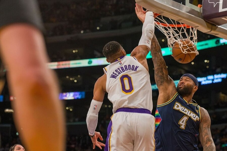 Russell Westbrook posterizing Cousins PHX vs LAL Dream11