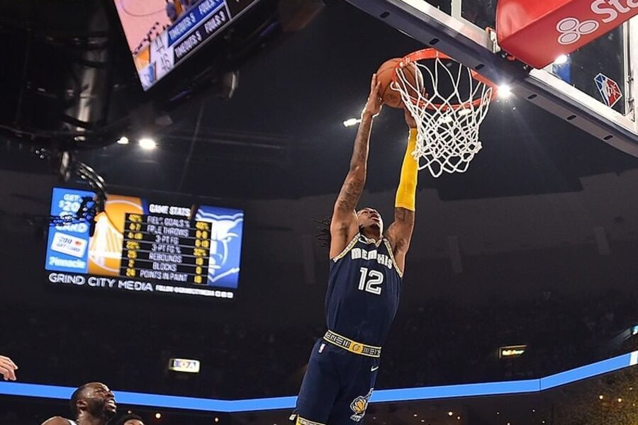 Ja Morant dunking GSW vs MEm Dream11