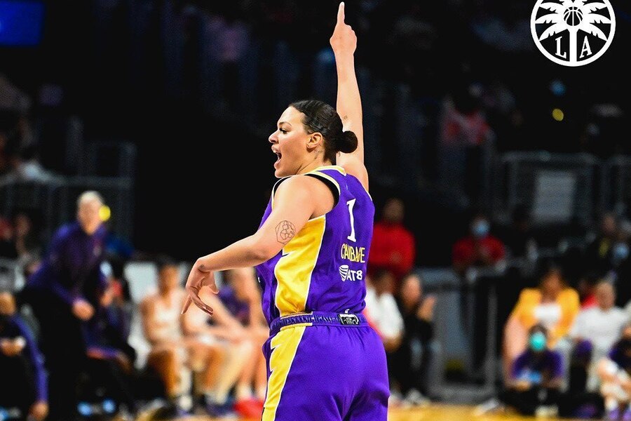 Liz Cambage celeberating LAS vs IND Dream11