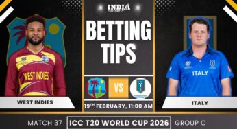 WI vs ITA Today's Match Prediction