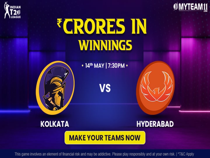 Kolkata vs Hyderabad MyTeam11 Prediction, Player Stats, Pitch Report, MyTeam11 Team for Today’s Match | Indian T20 League