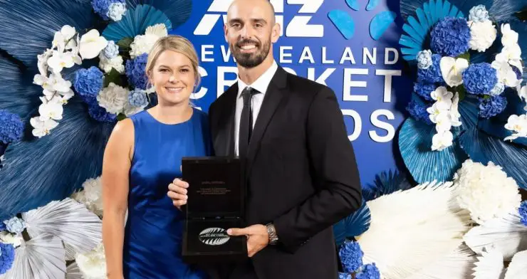 New Zealand cricketer Daryl Mitchell with wife