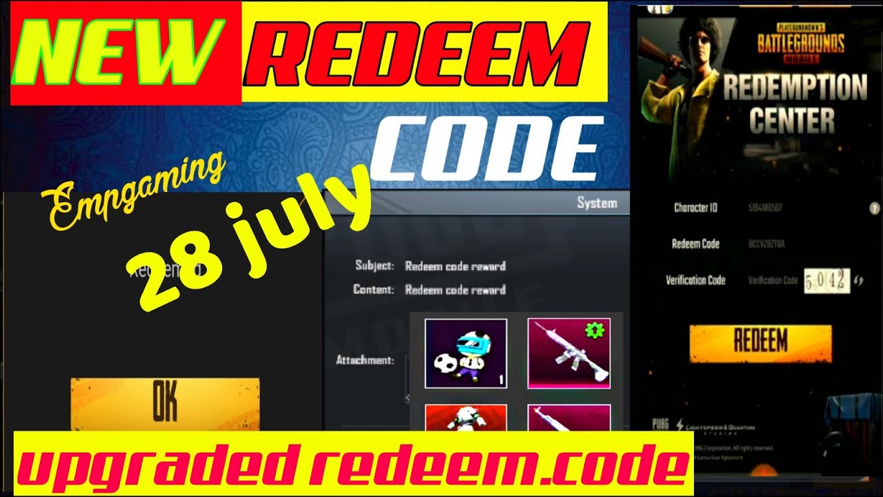 PUBG Redeem Code for 28 July