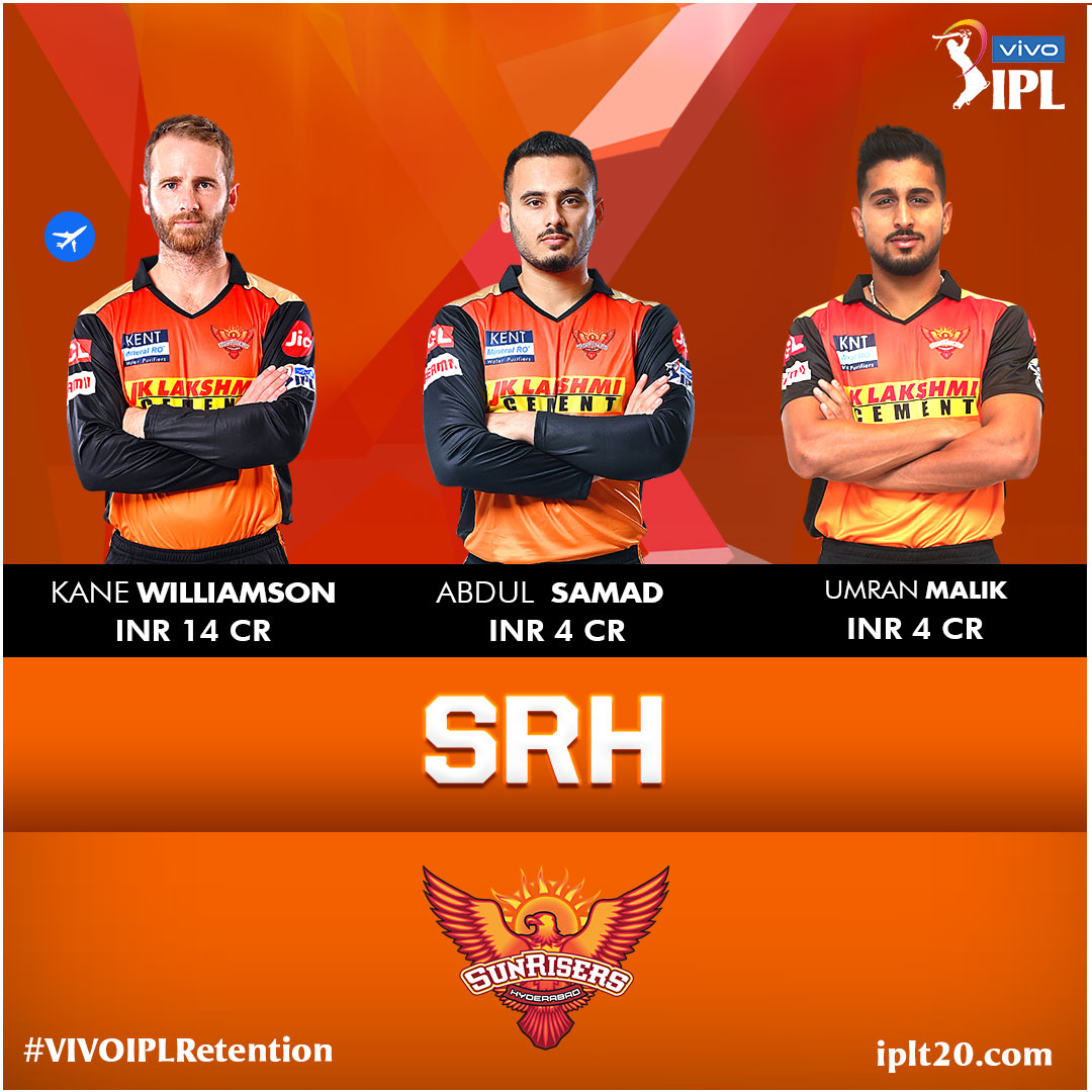 SRH retained players
