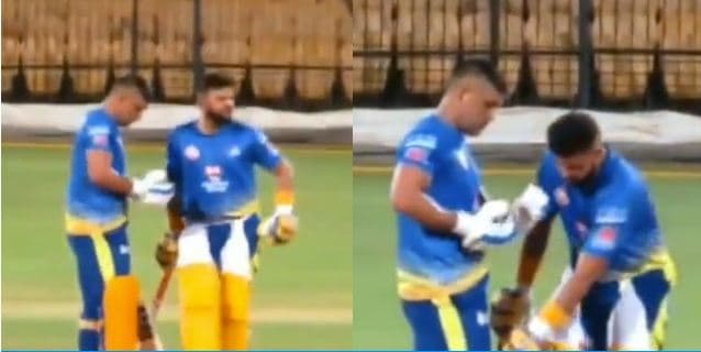 Watch: Suresh Raina accidentally steps on MS Dhoni’s bat, worships it immediately