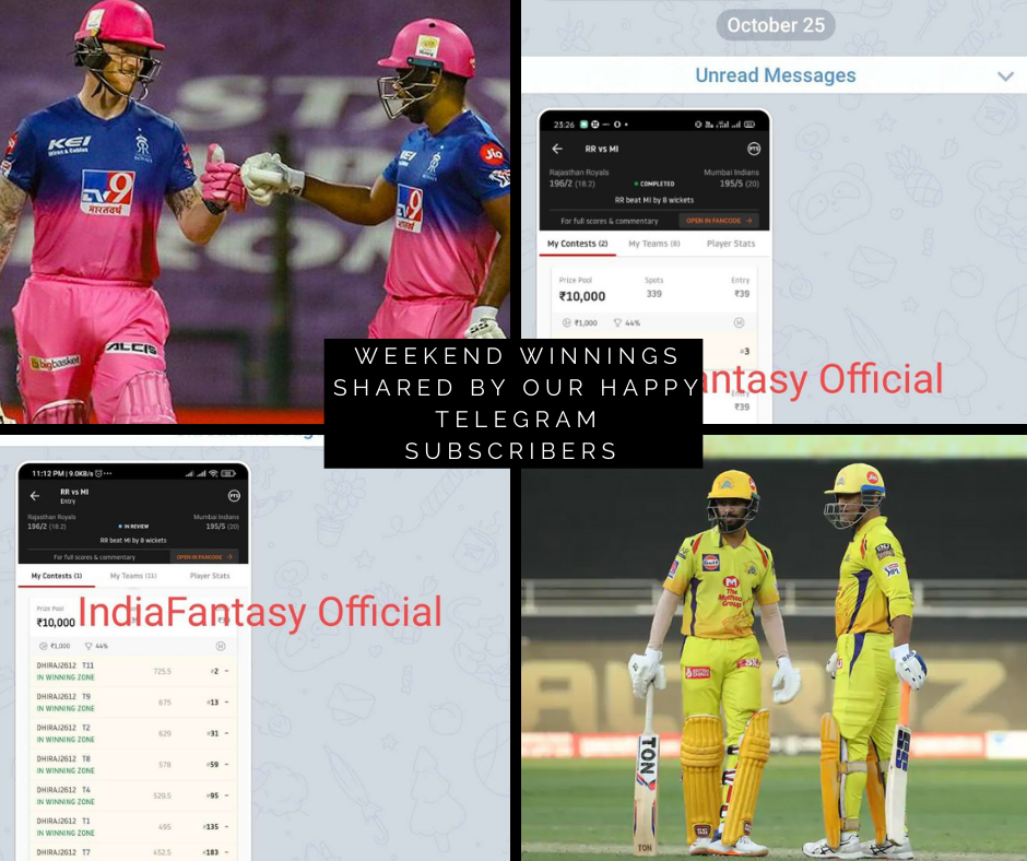 Winnings over weekend shared by our Happy Telegram Subscribers