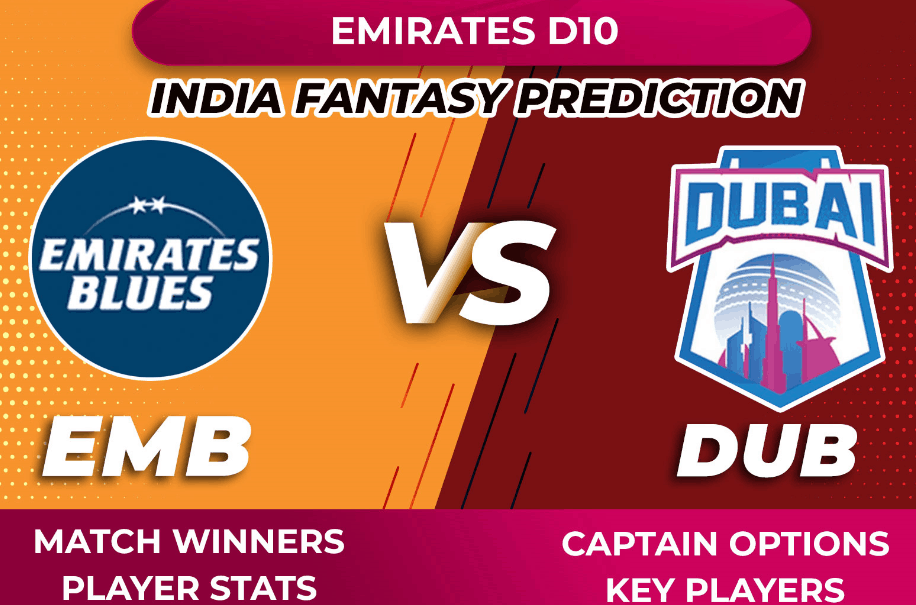 VIDEO: DUB vs EMB Dream11 Dubai vs Emirates Blues D10 Prediction Tips Captain Options Player Stats