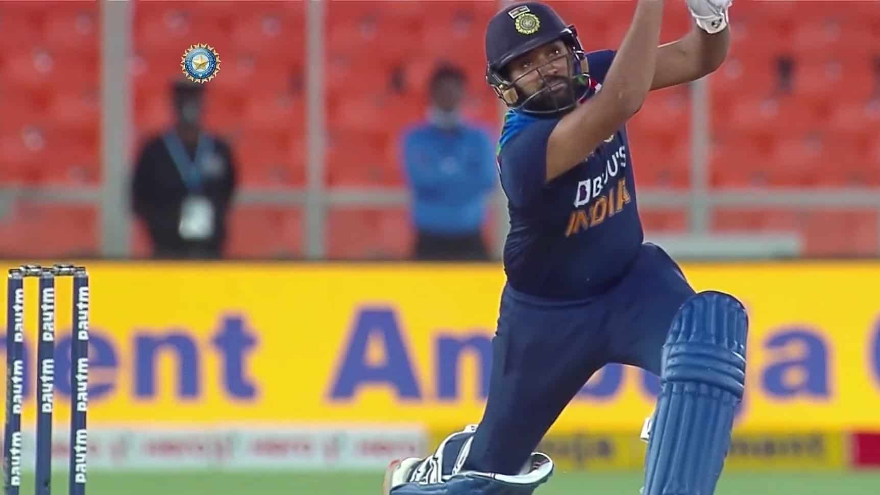 Rohit Sharma hits first ball out of the park