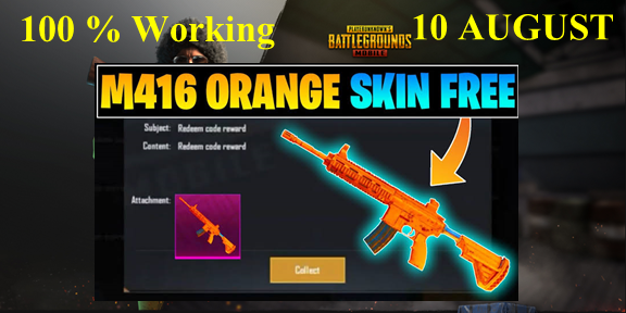 PUBG Redeem Code for Today 10 August; Unlock Orange M416 Skin & More