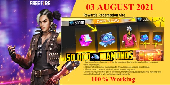 Garena Free Fire Redeem Code For Today 3 August; Unlock 50,000 Diamond Codes & More