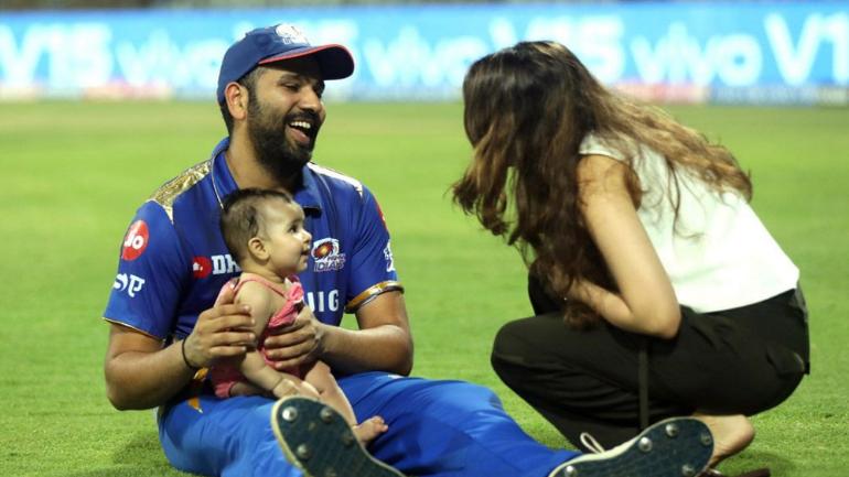 rohit and ritika with Samaira in IPL